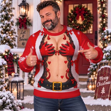 Naughty Santa Ugly Sweatshirt Funny Devil Christmas Party Outfit