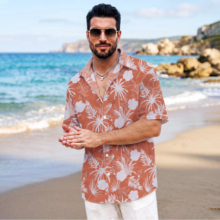 Beach Summer Coral Tropical Palm Floral Hawaiian Shirt