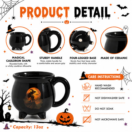 Personalized Witch Full Moon Cauldron Mug Halloween Custom Name