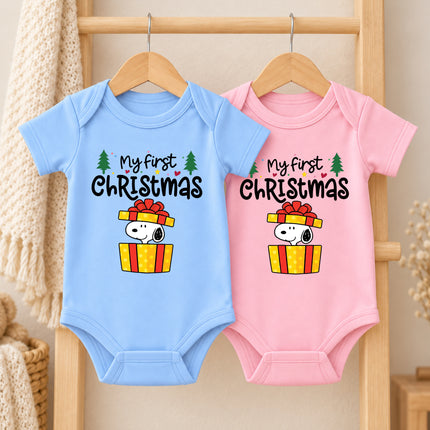 My First Christmas Gift Box Surprise Baby Bodysuit