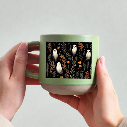 Halloween Pottery Mug Cute Ghost Floral Spooky Season Cup