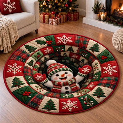 Christmas Round Rug Snowman Holiday Doormat