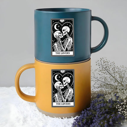 The Lovers Tarot Halloween Pottery Mug Skeleton Couple Gift