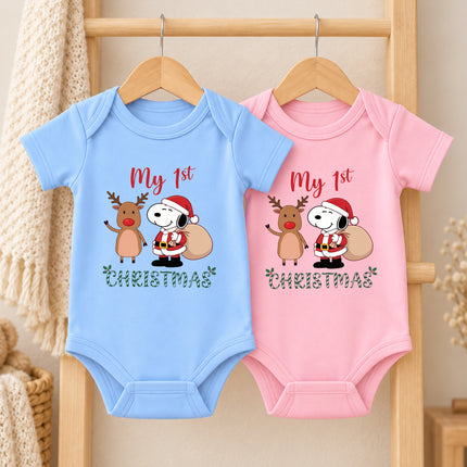 My First Christmas Reindeer Holiday Gift Sack Baby Bodysuit
