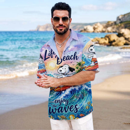 Life Is Beach Enjoy The Waves Tropical Summer Hawaiian Shirt