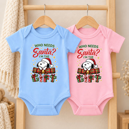 I'm the Gift Funny Christmas Plaid Bow Baby Bodysuit