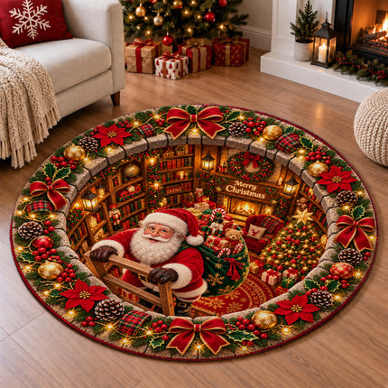 Christmas Round Rug Gnome Gift Holiday Doormat