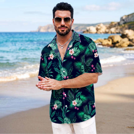 Beach Summer Tropical Green Floral Hawaiian Shirt