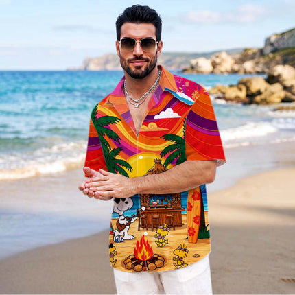 Tropical Beach Tiki Sunset Summer Hawaiian Shirt