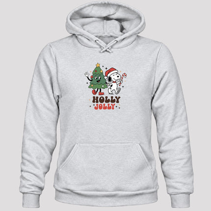 Holly Jolly Christmas Tree Candy Cane Retro Hoodie