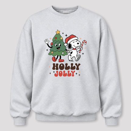 Holly Jolly Christmas Tree Candy Cane Retro Sweatshirt