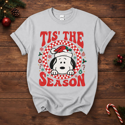 Tis The Season Christmas Retro Checkered Santa Hat T-Shirt