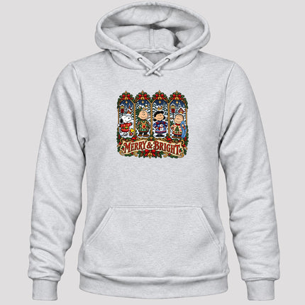 Merry and Bright Christmas Vintage Winter Village Hoodie