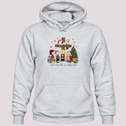 Oh Come Let Us Adore Him Christmas Cross Hoodie