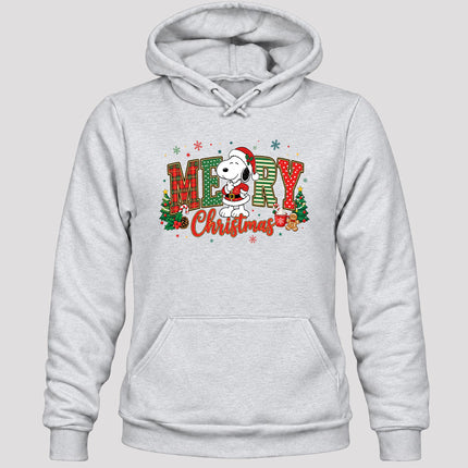 Merry Christmas Plaid Lettering Holiday Trees Hoodie