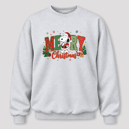 Merry Christmas Plaid Lettering Holiday Trees Sweatshirt