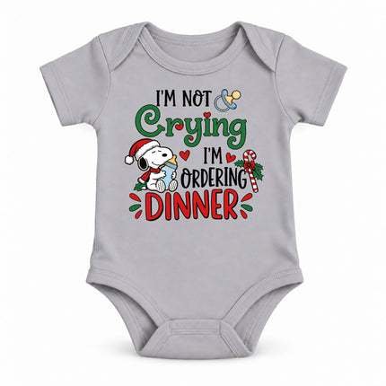 Funny Christmas I'm Not Crying I'm Ordering Dinner Baby Bodysuit