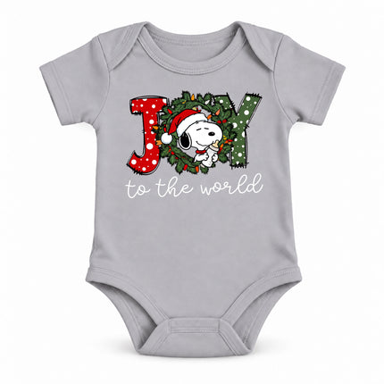 Joy to the World Christmas Wreath Holiday Outfit Baby Bodysuit