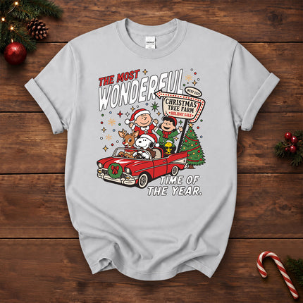 Christmas Tree Farm Vintage Car Most Wonderful Time T-Shirt