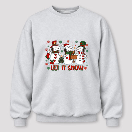 Let It Snow Christmas Snowman Trio Holiday Graphic Sweatshirt