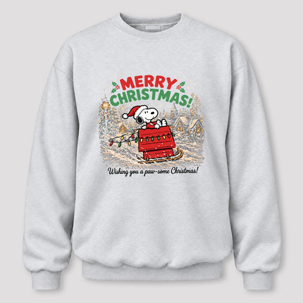 Merry Christmas Snowy Village Festive Sled Sweatshirt