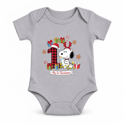 My 1st Christmas Buffalo Plaid Number One Baby Bodysuit