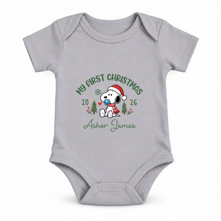Personalized My First Christmas 2026 Custom Name Baby Bodysuit