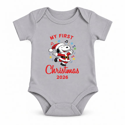My First Christmas 2026 Festive Music Notes Baby Bodysuit