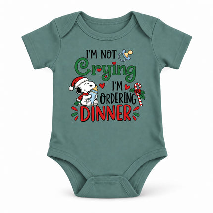 Funny Christmas I'm Not Crying I'm Ordering Dinner Baby Bodysuit