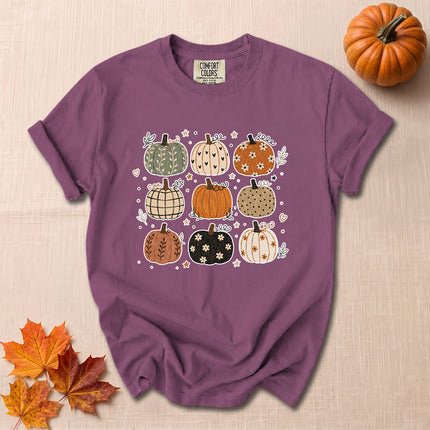 Comfort Colors Fall Pumpkin Shirt Cute Patterned Pumpkins T-Shirt