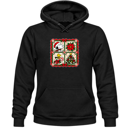 Christmas Patchwork Poinsettia Holiday Quilt Hoodie