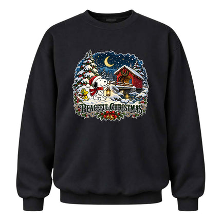 Peaceful Christmas Snowy Covered Bridge Winter Night Sweatshirt