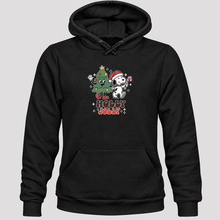 Holly Jolly Christmas Tree Candy Cane Retro Hoodie