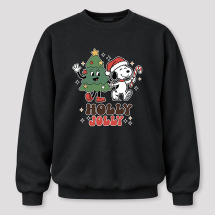 Holly Jolly Christmas Tree Candy Cane Retro Sweatshirt