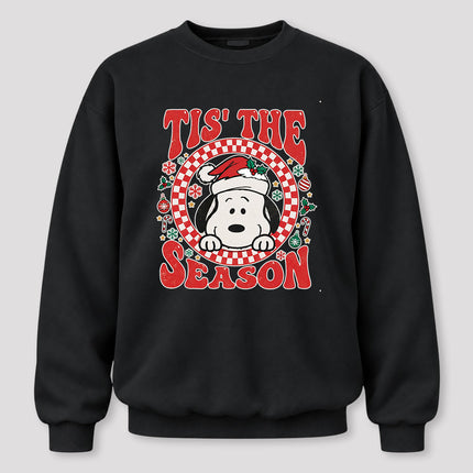 Tis The Season Christmas Retro Checkered Santa Hat Sweatshirt