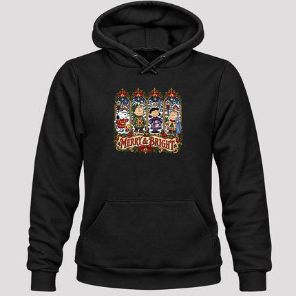 Merry and Bright Christmas Vintage Winter Village Hoodie