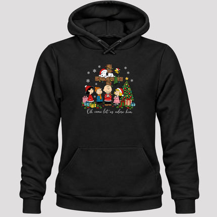Oh Come Let Us Adore Him Christmas Cross Hoodie