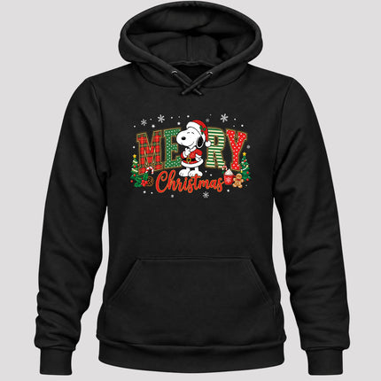 Merry Christmas Plaid Lettering Holiday Trees Hoodie