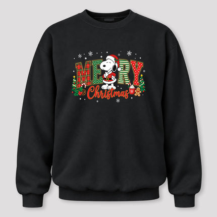 Merry Christmas Plaid Lettering Holiday Trees Sweatshirt