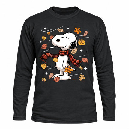 Fall Leaves Plaid Scarf Cozy Autumn Long Sleeve T-Shirt