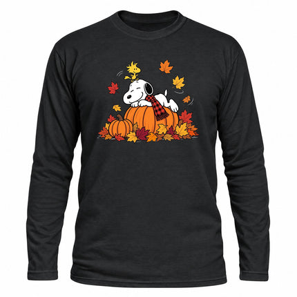 Fall Pumpkin Shirt Autumn Leaves Cozy Long Sleeve T-Shirt