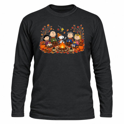 Fall Campfire Pumpkin Autumn Cozy Friends Long Sleeve T-Shirt