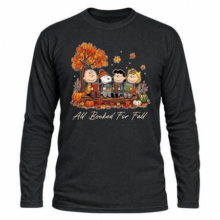 Fall Reading Shirt All Booked For Fall Autumn Book Lover Long Sleeve T-Shirt