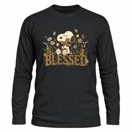 Blessed Christian Floral Cross Christmas Gift Long Sleeve T-Shirt