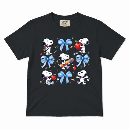 Comfort Colors Back To School Blue Bow School Supplies Kid T-Shirt
