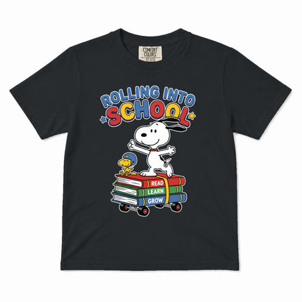 Comfort Colors Back To School Rolling Into School Read Learn Grow Kid T-Shirt