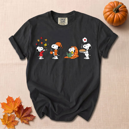 Comfort Colors Fall Autumn Cozy Moments Leaves Reading Pie T-Shirt