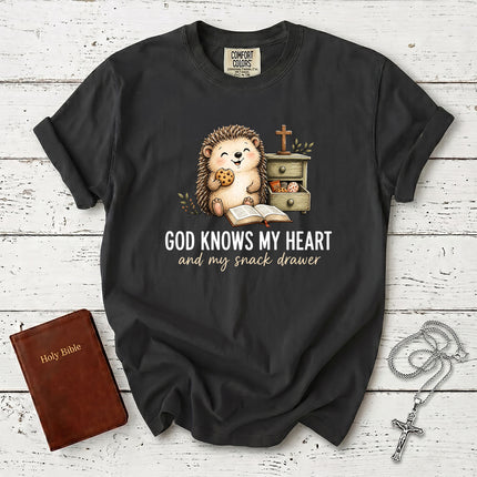 Comfort Colors God Knows My Heart and My Snack Drawer Funny Christian T-Shirt