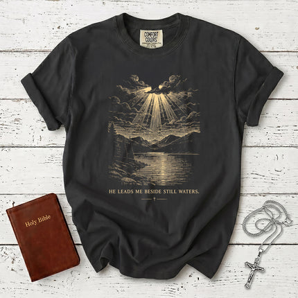 Comfort Colors Psalm 23 He Leads Me Beside Still Waters Christian T-Shirt