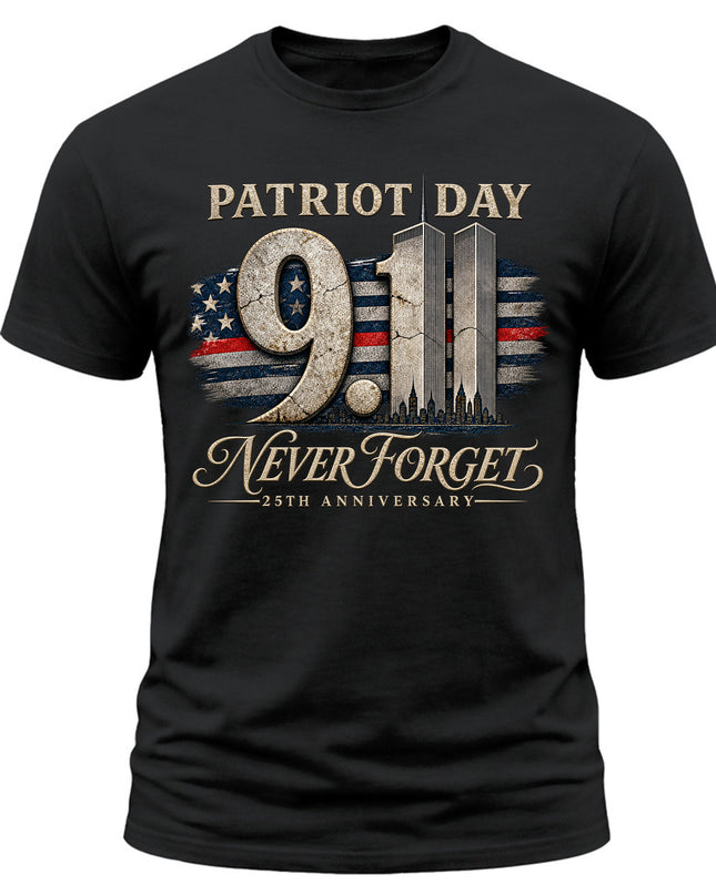 9/11 Patriot Day Never Forget 25th Anniversary September 11 Memorial T-Shirt